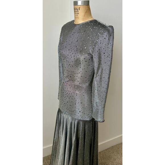 Lillie Rubin Vintage Silver Metallic Dress with Rhinestones size 4 - Picture 9 of 9
